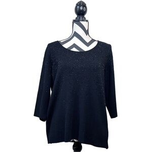 Eileen Fisher Beaded 3/4 Sleeve Sz XL Holiday Party Evening Cocktail Sweater